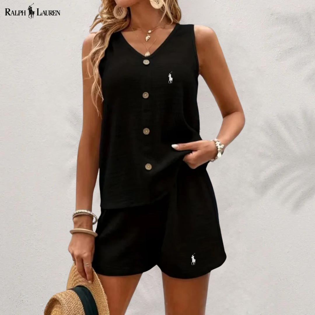 Ꮢalph Ꮮаᴜгеn Top mit Knöpfen & Shorts Set