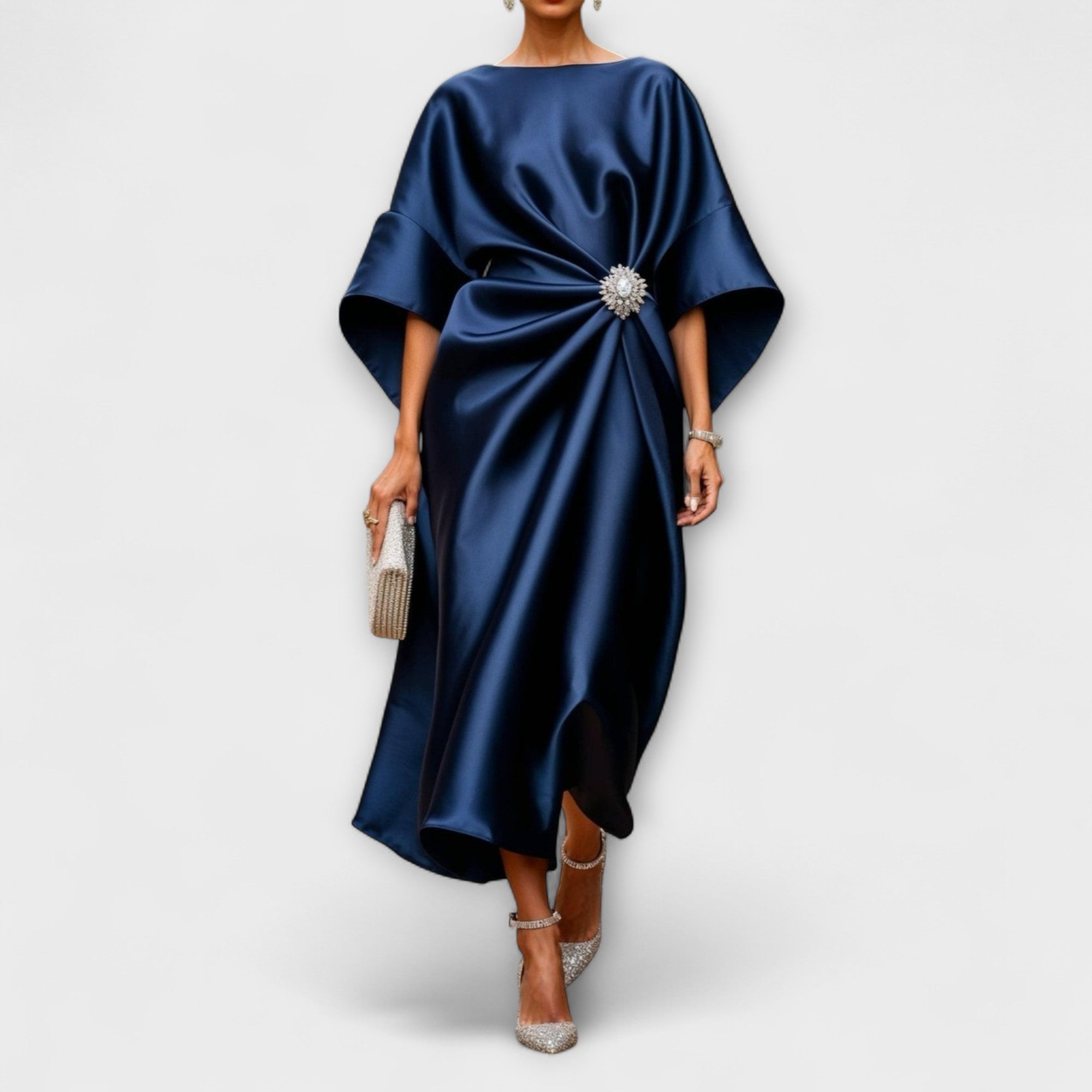 Luxe Shimmer Satin Long Dress