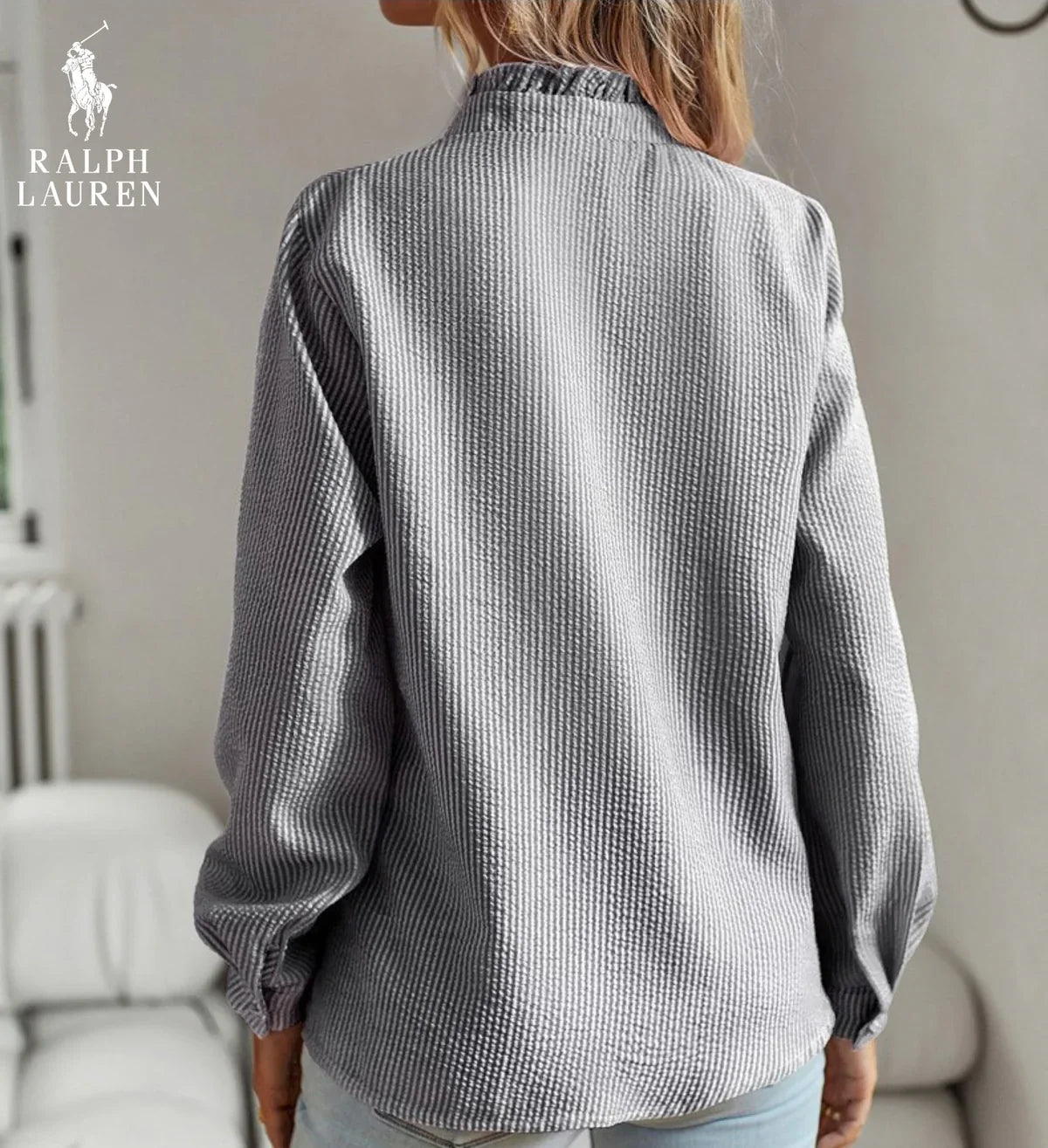 R. Ꮮаᴜгеn Ruffled Button-Up Shirt – Soft Textured Fit
