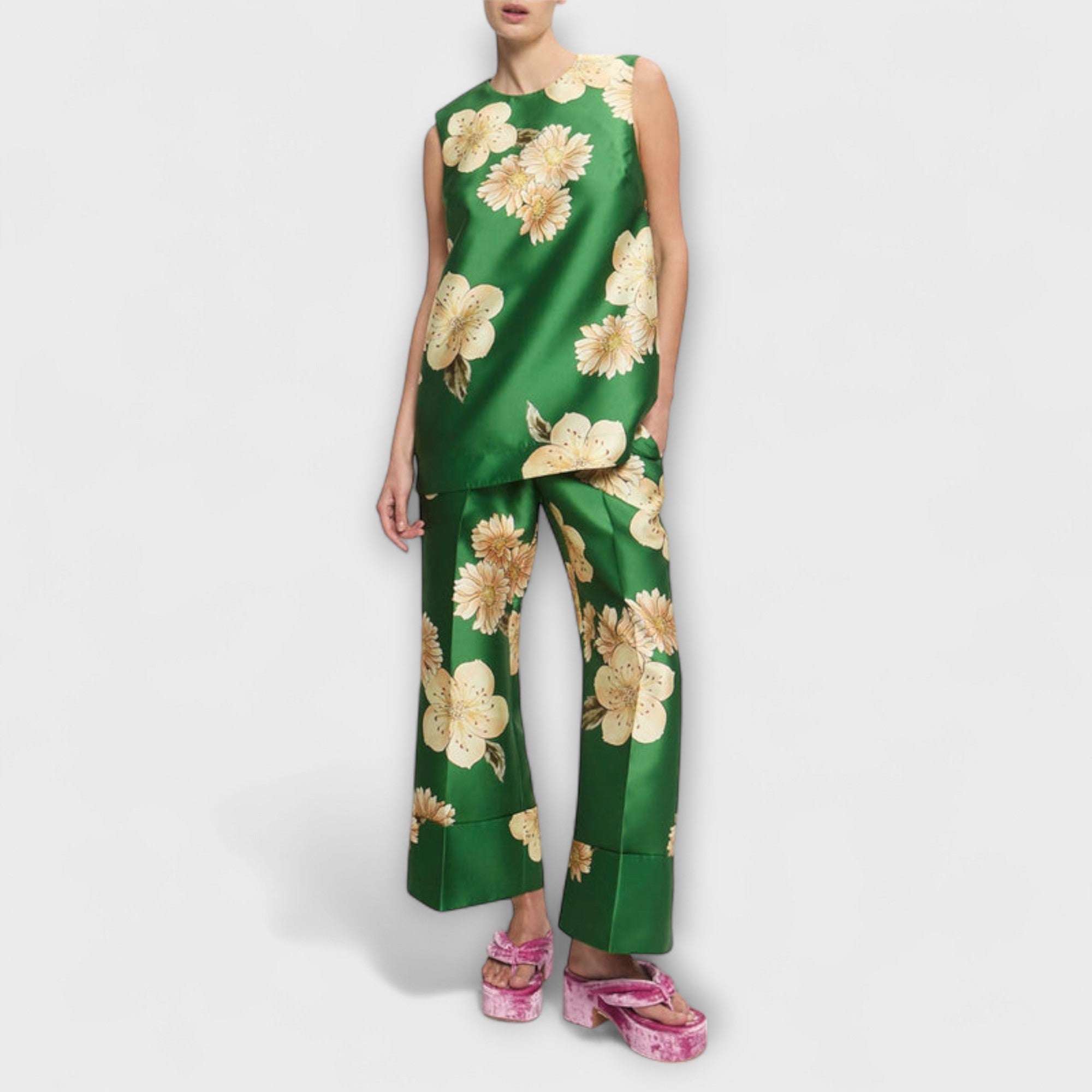 Clea - Sage Sleeveless Pants Set