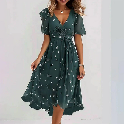Annegret - Women's Dress with V-Neck