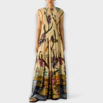 Amanda – Maxikleid mit plissiertem Print-Design