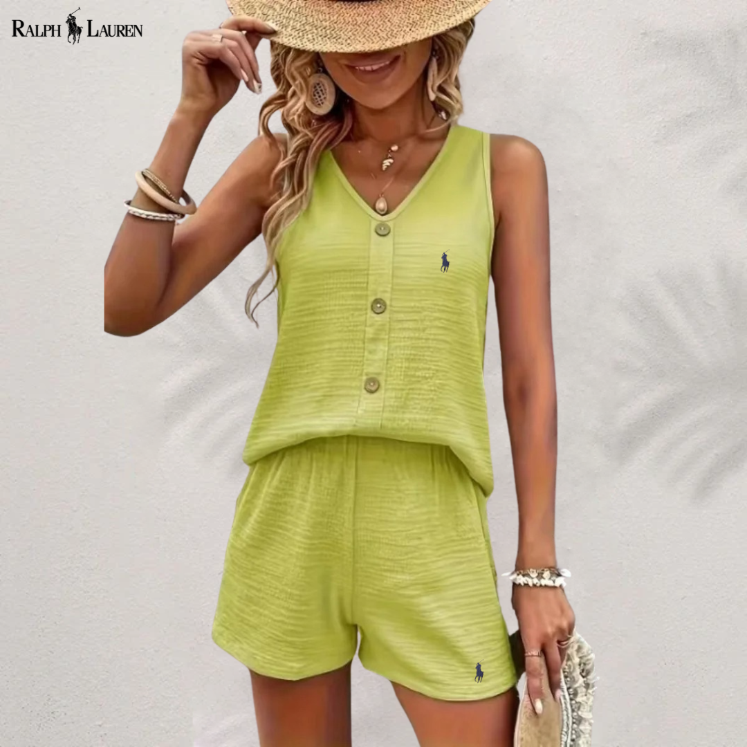 Ꮢalph Ꮮаᴜгеn Top with Buttons & Shorts Set