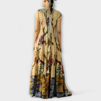 Amanda – Maxikleid mit plissiertem Print-Design