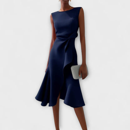 Juliette – Draped Asymmetrical Midi Dress