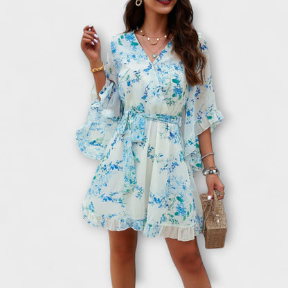 Lina - Women's Midi Dress with Floral Pattern