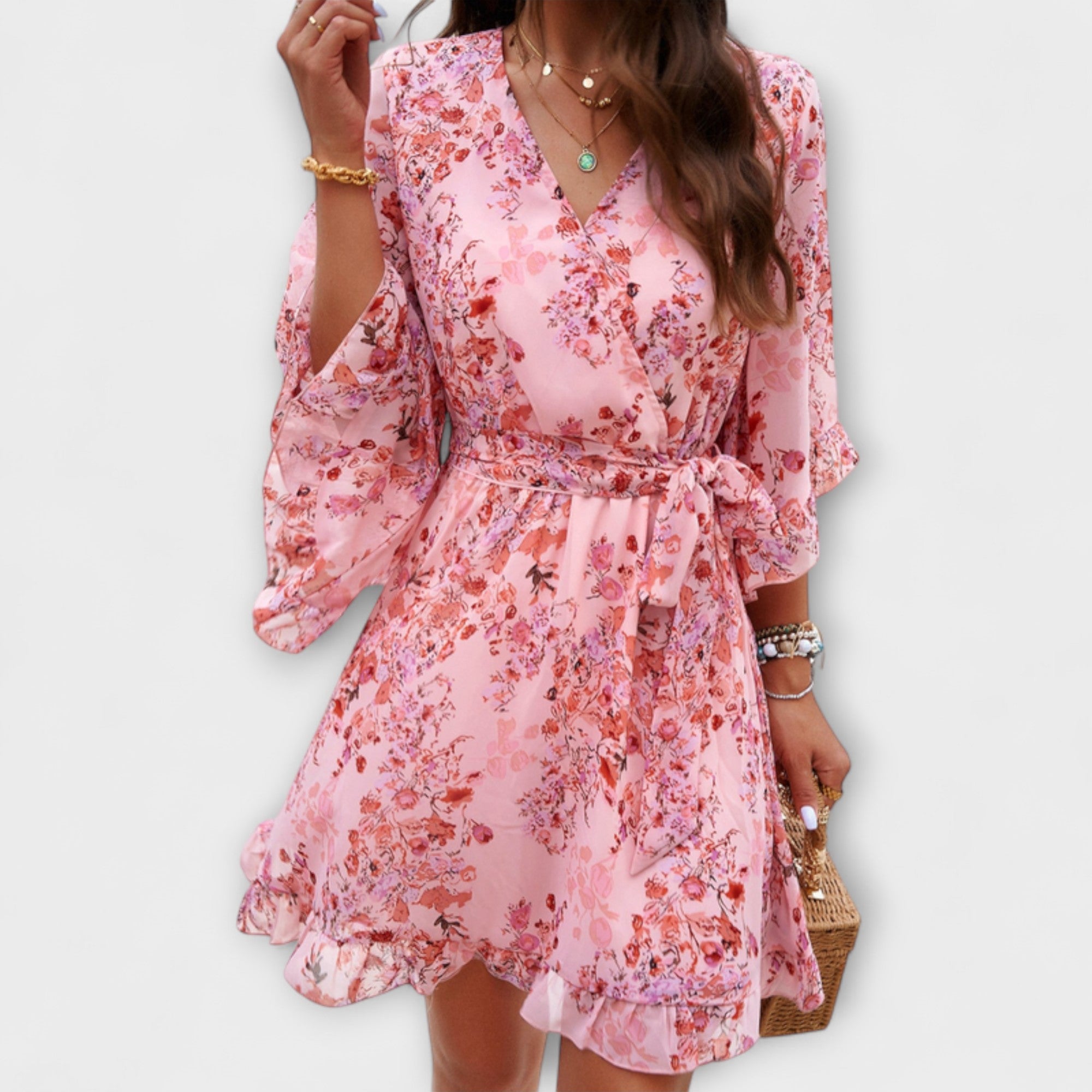 Lina - Women's Midi Dress with Floral Pattern