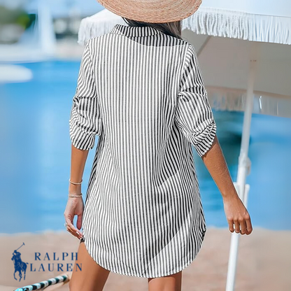 R. Ꮮаᴜгеn Klassisches gestreiftes Hemdkleid