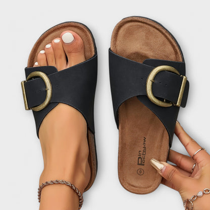 Margie - Women's Cork Sandals with Buckle Strap Design