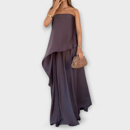 Ruby - Chic Sleeveless Bandeau Top and Skirt