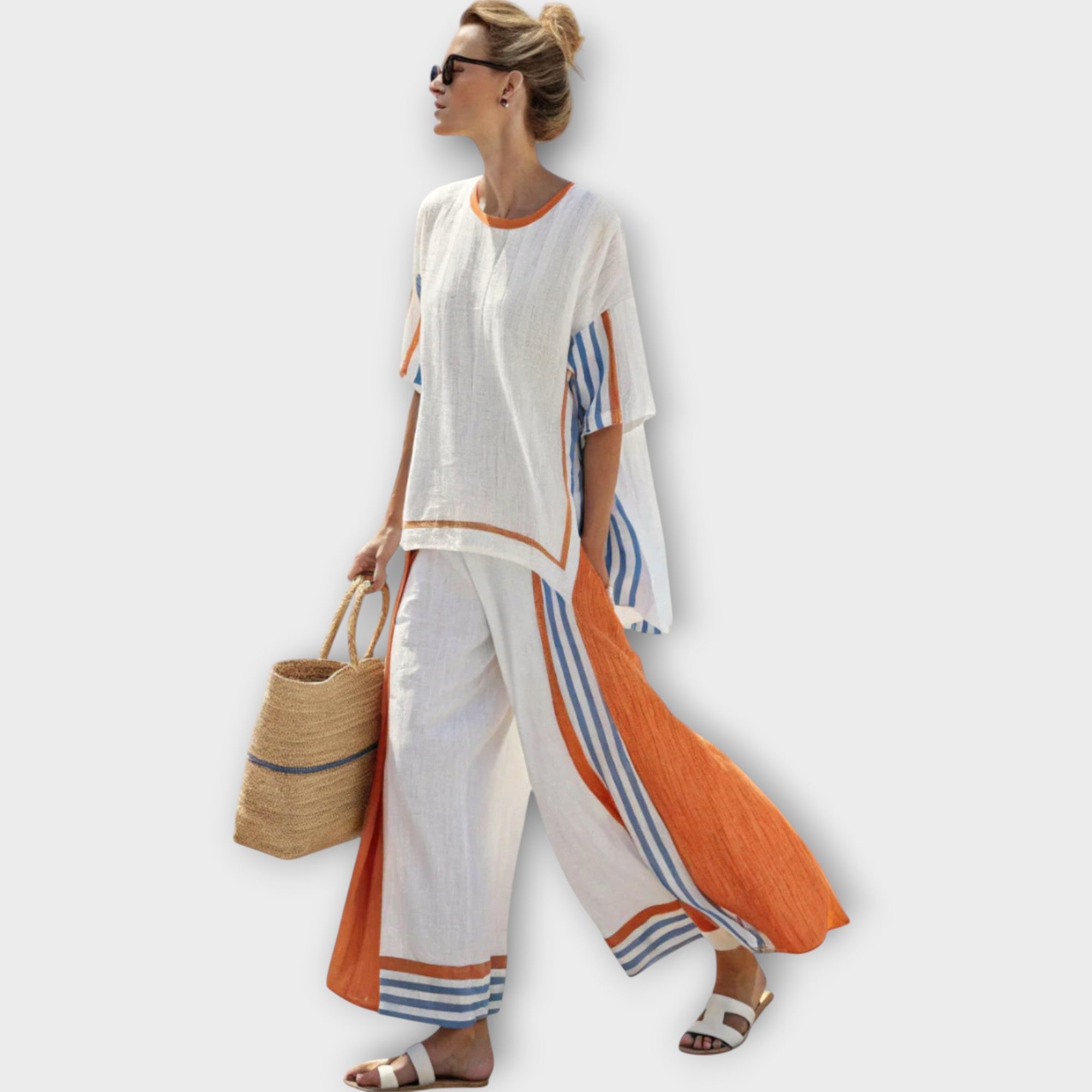 Anila - Elegant Two-Piece Set with Striped Design