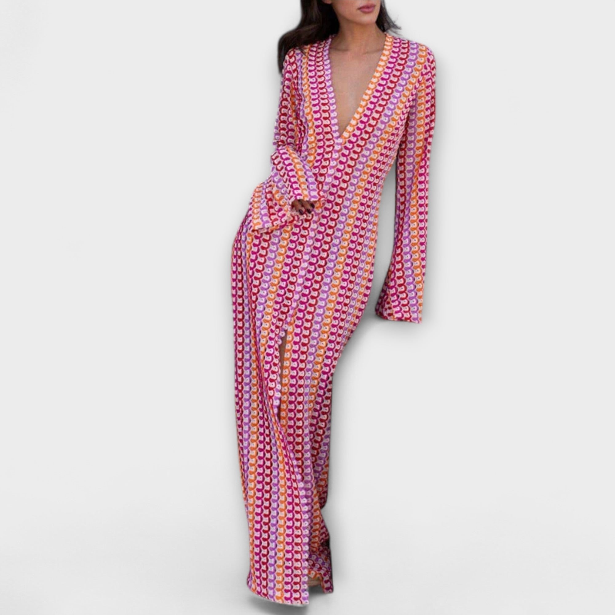 Elina – Maxi Dress with V-Neck and Holiday Flair