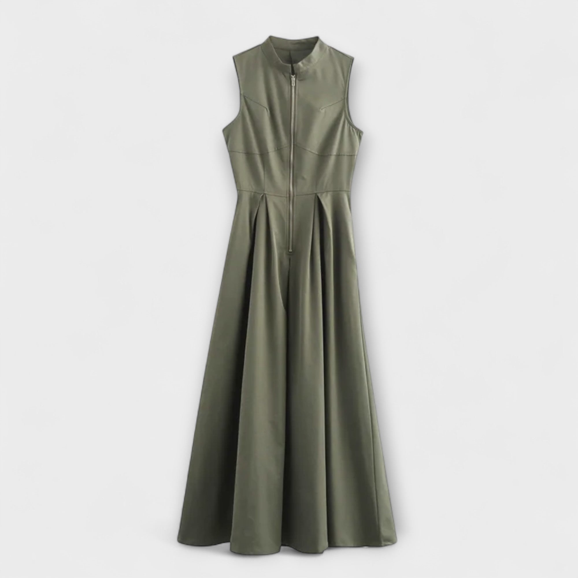 Sleeveless Pleated Bodycon Midi Dress