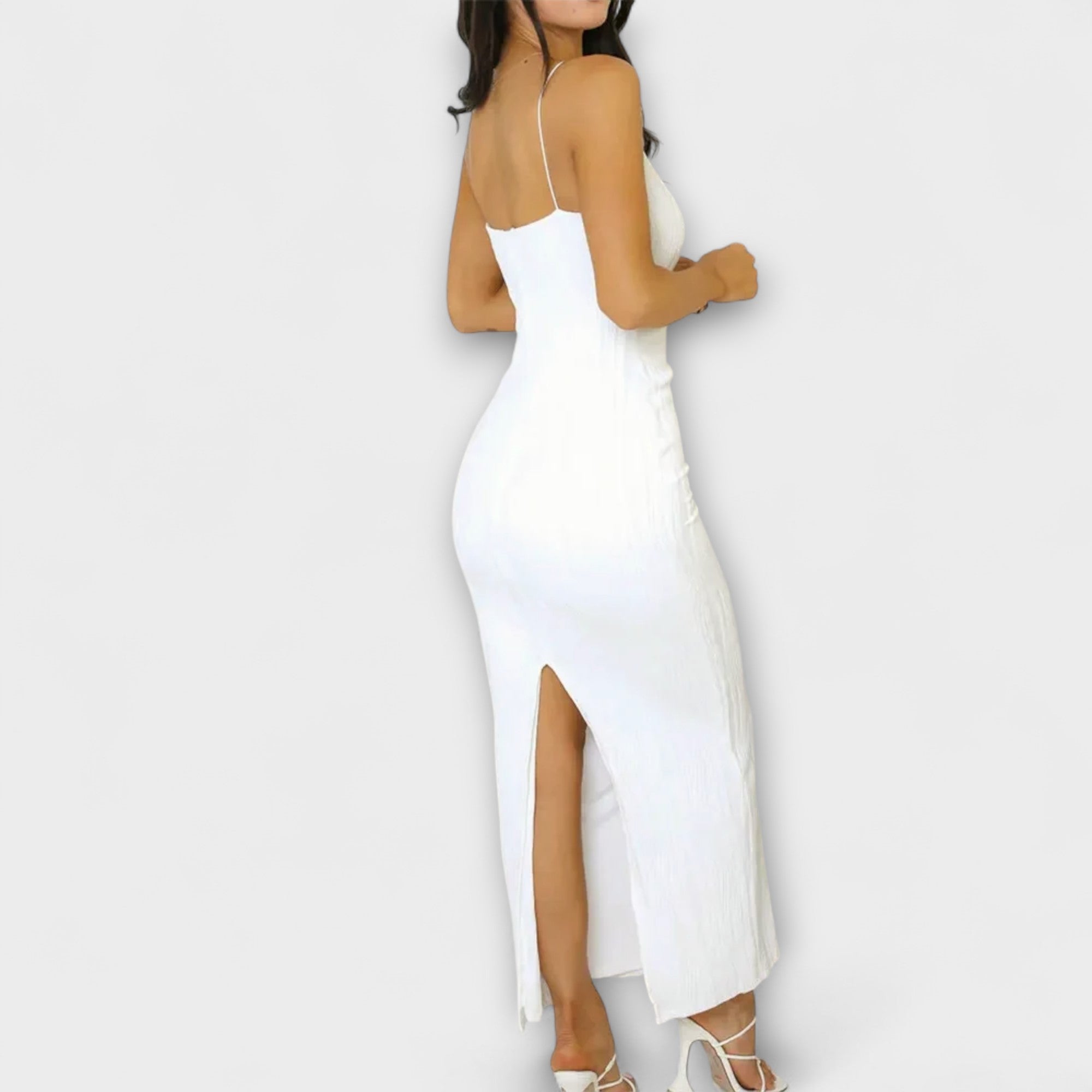 Chic sleeveless gathered long dress