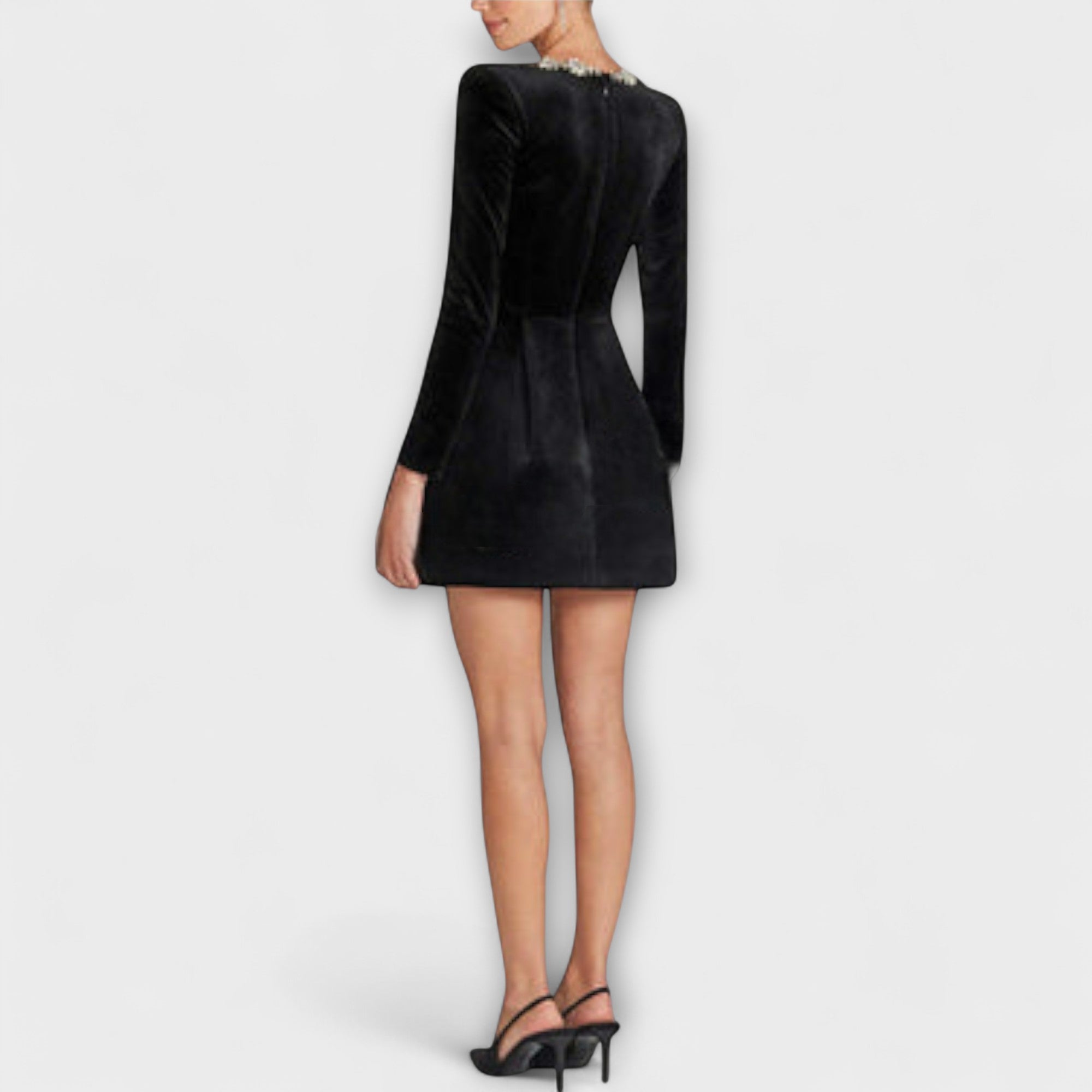 Wren - Velvet Mini Dress with Jewel Embellishment