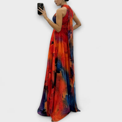 Isalie – Chiffon Maxi Dress with Floral Pattern