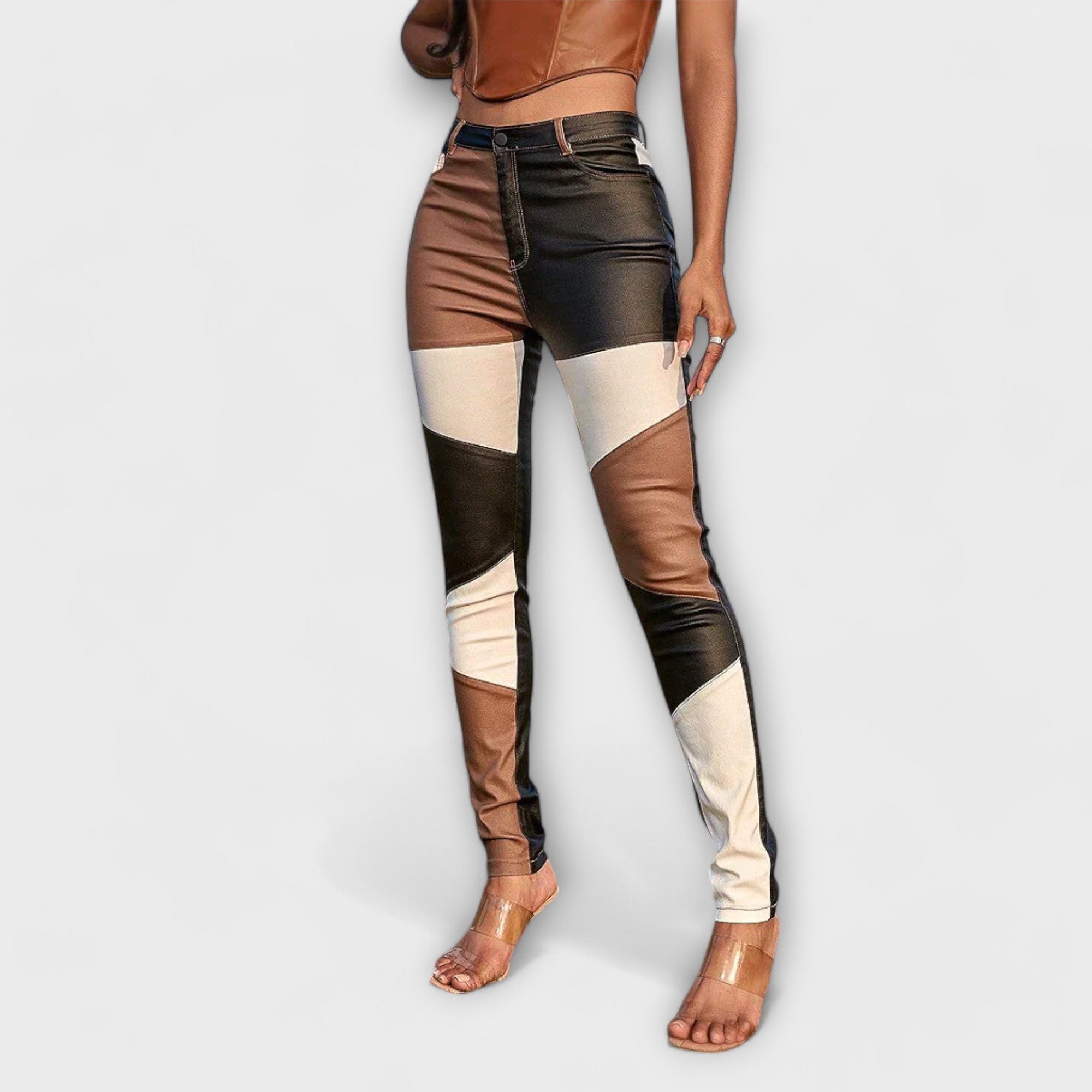 Calliope - Tube Pants with Color Block Pattern