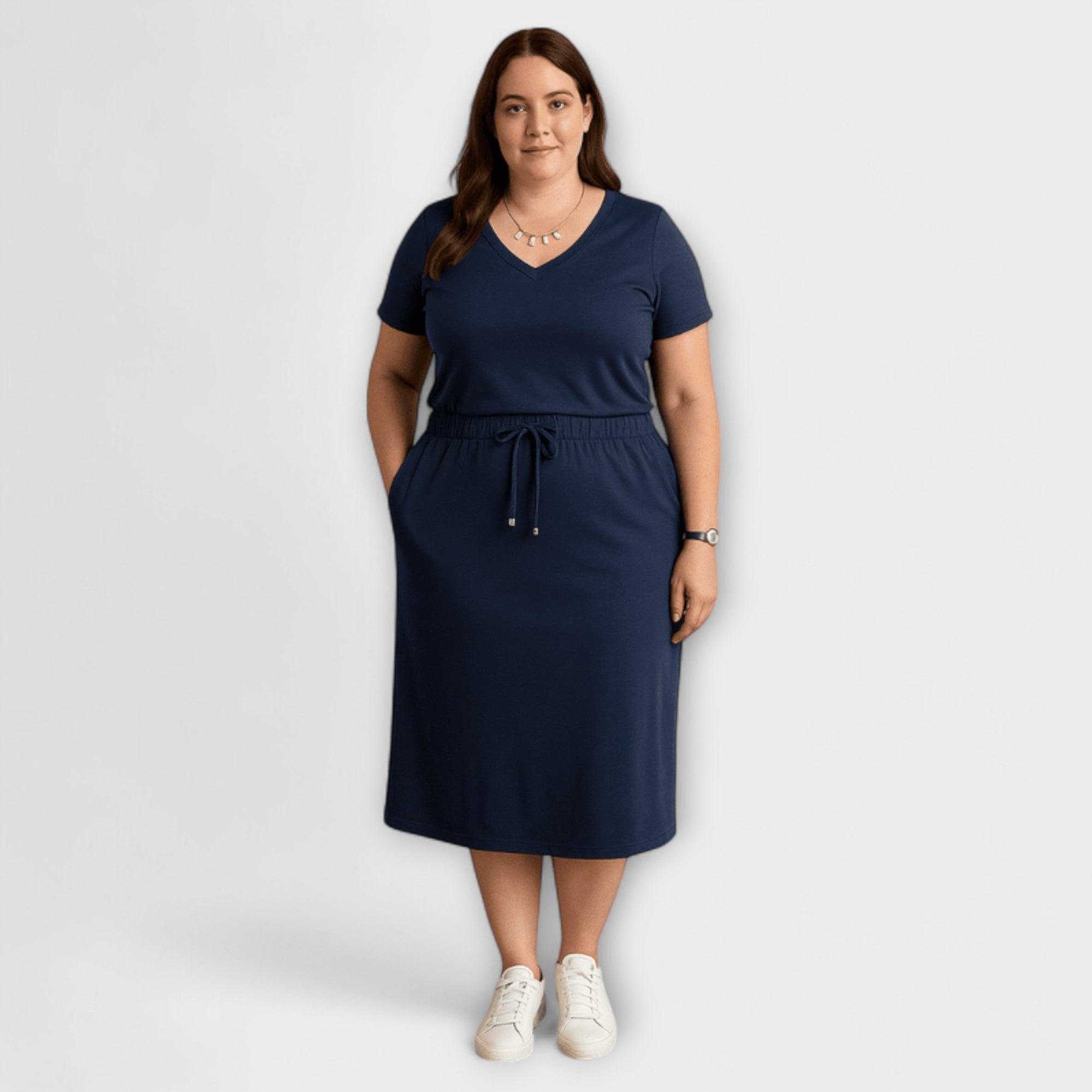 Danielle - Elegant V-Neck Top with Skirt